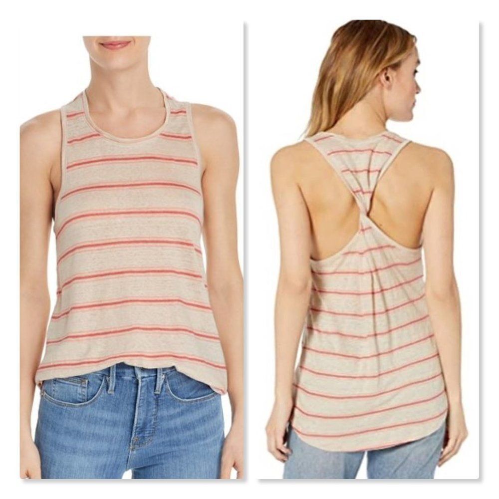 NEW! Joie Rayson Linen Twisted-racerback Tank size Large in Flax